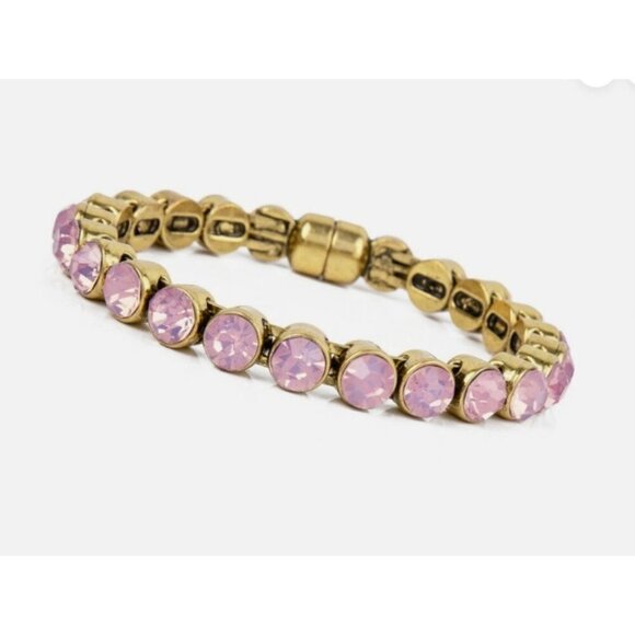 Plunder Broedrick Bracelet Gold Tone Pink Magnetic Bangle Jewelry Gift - Picture 1 of 6